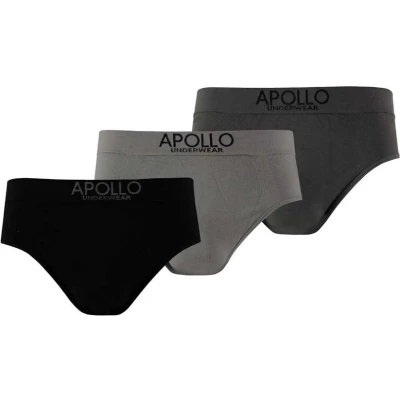 Afbeelding van Apollo Ondergoed Seamless Heren Katoen Zwart/grijs 3 Stuks Maat M