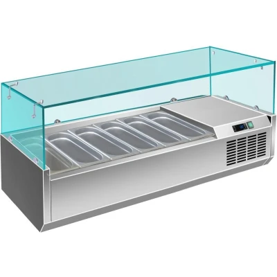 Afbeelding van Koel opzetvitrine met glas 6x 1/3GN (H)43,5x(B)140x(D)39,5