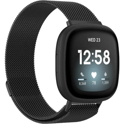 Afbeelding van iMoshion bandje Geschikt voor Fitbit Versa 4 / 3 Sense 2 Milanese Watch Zwart