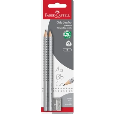 Afbeelding van FABER CASTELL 111998 Grip potloden, 2 Jumbo B potloden en 1 puntenslijper, schoolschrijfset