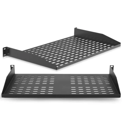 Afbeelding van Pyle Set van 2 Geventileerde serverplanken voor goede luchtcirculatie, zwevende montage, computerplank, universele paraathouder, kastplank, serverrek plank computerbehuizing, zwart