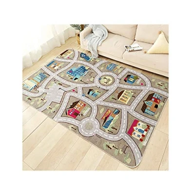 Afbeelding van TYKTZXY Kindertapijt, speeltapijt, straatauto, universum, dier, blauw, groen, grijs, 10 maten