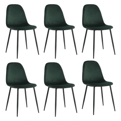 Afbeelding van Lina® Napoli Eetkamerstoelen Groen Set van 6 Velvet