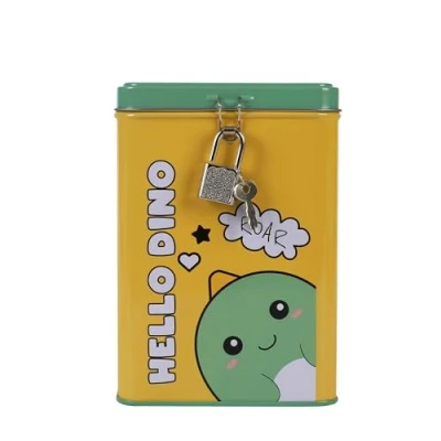 Afbeelding van I TOTAL® Grappige spaarpot met slot en sleutels/metalen portemonnee sluiting (Hello DINO)