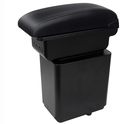 Afbeelding van Auto Armleuningen Voor Berlingo 2010 2020 Dubbele Laag Indoor Centrale Console Opbergdoos met 3 USB Opladen Poorten Zwarte Stiksels