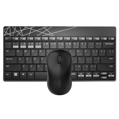 Image de Ensemble Clavier/Souris Rapoo 8000M 18132 Sans Fil Bluetooth USB Avec Connexion Multimode Noir Gris