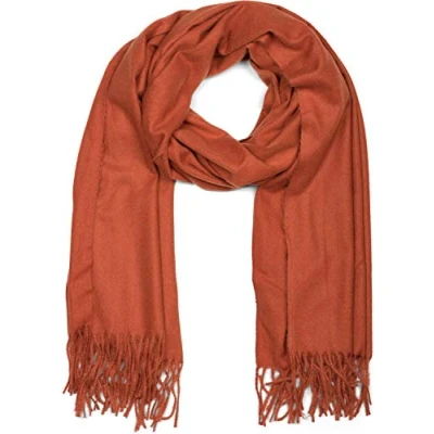Afbeelding van styleBREAKER Zachte effen sjaal met franjes, wintersjaal, stola, halsdoek, uniseks, 01017104, Roest.