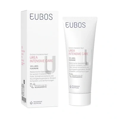 Afbeelding van Eubos 10% UREA voetcrème, 100 ml, voor droge huid, dermatologisch geteste huidbehandeling, verbetering van het vochtvermogen de speciale verzorgende crème
