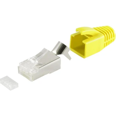 Afbeelding van RJ45 krimp connectoren (STP) voor CAT6/6a/7/7a netwerkkabel (vast/flexibel) 10 stuks (3 delig) / geel