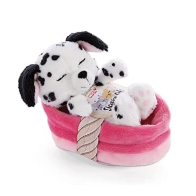 Afbeelding van NICI Knuffel Hond in Mand 12 cm Sleeping Pets Dalmatiër voor Meisjes, Jongens en Baby&#039;s Pluizig Knuffeldier om Mee te Knuffelen, Spelen Slapen Gezellige Pluche Dieren