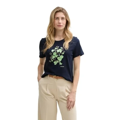 Image de TOM TAILOR T shirt pour femme, 10876 True Navy Blue, S