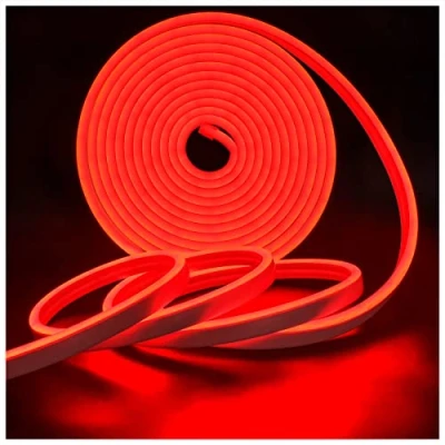 Afbeelding van Tesfish Neon Ledstrip, DC 12 V, 5 m, 120 leds/m, in totaal 600 leds, kleur rood, IP65, waterdicht, zacht, voor slaapkamer, bar, speelkamer, verjaardag, kerstfeest