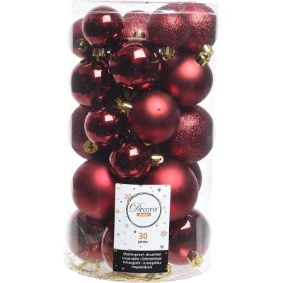 Afbeelding van Kerstbal plastic gl mt glitter assorted ossenbloed Decoris