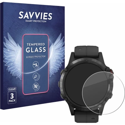 Afbeelding van Savvies Glas Screenprotector voor Garmin Fenix 5 Plus (47 mm) Gehard Beschermglas 9H (3 Stuks)