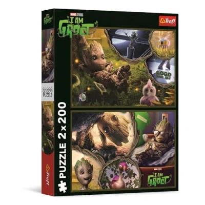 Afbeelding van Trefl 2 in 1 puzzel: Marvel Guardians of the Galaxy, Je Suis Groot x 200 stukjes Set van twee puzzels voor tieners