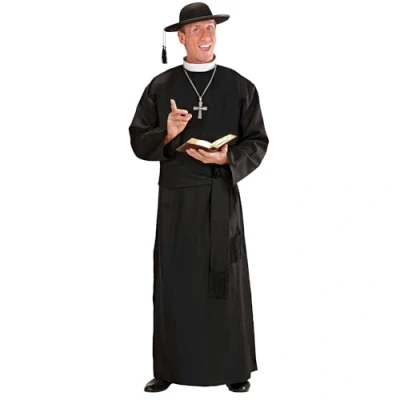 Afbeelding van W WIDMANN MILANO Party Fashion Priesterkostuum, tuniek, riem, kerkster, bisschop, priester, monnik, themafeest, carnaval