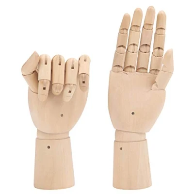 Afbeelding van Belle Vous Flexibele Houten Mannequin Links &amp; Rechtse Hand Model Figuren (2 Pak) 18,5 cm Beweegbare Display met Vinger Gewrichten Voor Tekenen, Schetsen en Schilderen Sieraden Houder