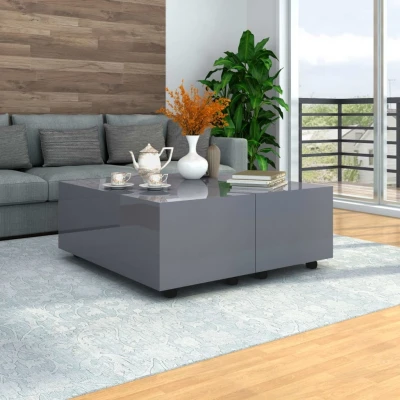 Afbeelding van Salontafel 100x100x35 cm hoogglans grijs