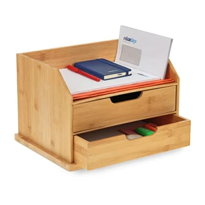 Afbeelding van Relaxdays bureau organizer met lades opbergsysteem desk brievenbak