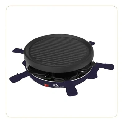 Afbeelding van LITTLE BALANCE 8747 Cheese &amp; Fun, Raclette Grill, 2 in 1, tot 6 personen, PFAS vrij, 800 W, nachtblauw