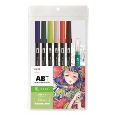 Afbeelding van Tombow ABT Dual Brush Pen set 6 st Manga Wind