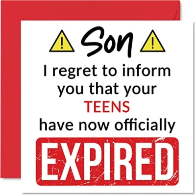 Afbeelding van Grappige verjaardagskaarten voor zoon, je tieners zijn verlopen, verjaardagskaart mama, papa, ouders, 145 mm x