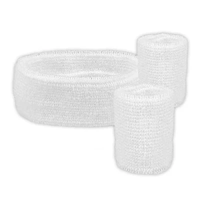 Afbeelding van Boland 3 Zweetbandjes Wit Één maat Volwassenen Unisex 80&#039;s &amp; 90&#039;s Disco Sport