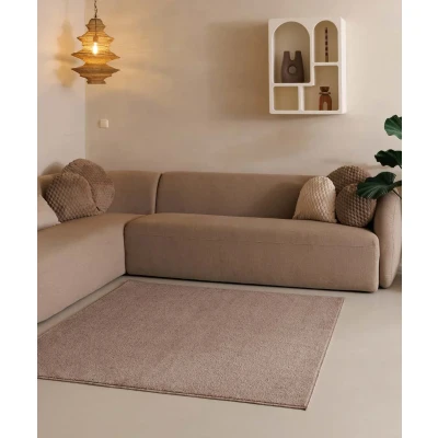 Afbeelding van Vierkant Vloerkleed Fine Beige 100x100 Cm