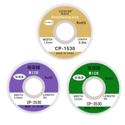 Afbeelding van JJiaoLinin No Clean Set van 3 koperen desoldeervlechten 1,5 mm x m, 2,5 3,5 m