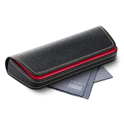 Afbeelding van FEFI Elegante brillenkoker in tweekleurige lederlook, Rood
