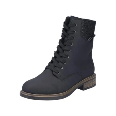 Afbeelding van Rieker 71460 veterlaarzen voor dames, zwart.