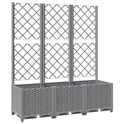 Afbeelding van Plantenbak met latwerk 120x40x136 cm polypropeen lichtgrijs