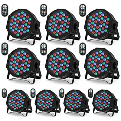 Afbeelding van U`King 10 stuks RGB schijnwerper met geactiveerd geluid, 72 W per 36 leds, projector, lichtspellen, scèneverlichting afstandsbediening, discolicht voor feest, DJ bars, groep, concerten, Halloween