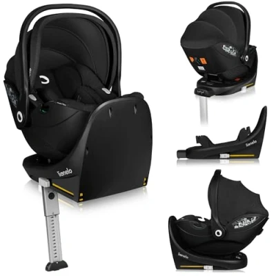 Afbeelding van Lionelo Moxie i Size Set Autostoeltje met draaibare ISOFIX basis Autostoel RWF vanaf geboorte Bamboe stof 360 rotatie Magnetische gordelhaakjes Dri Seat Hoofdsteun memory foam 4,3 kg Ademend &amp; wasbaar