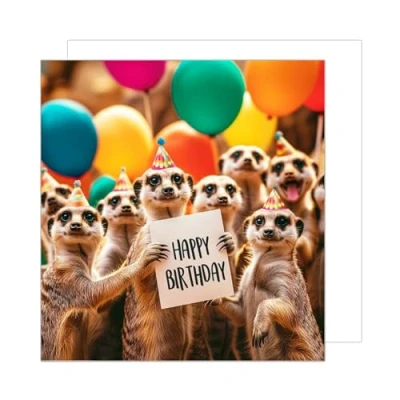 Afbeelding van Edition Seidel GQ175 SW024 Hoogwaardige vierkante verjaardagskaart met envelop, motief dieren, Happy Birthday, bankbiljetten, voor mannen, vrouwen, kinderen,