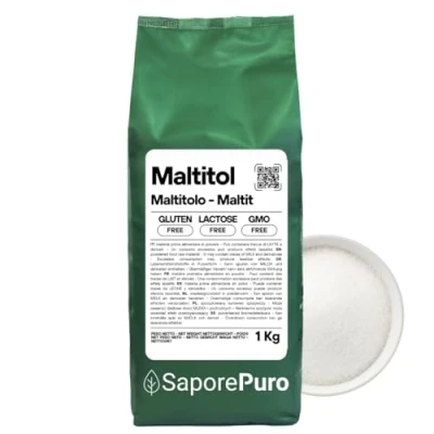 Afbeelding van Saporepuro MALTITOL poeder 1 kg natuurlijke zoetstof, caloriearme suikervervanger, ideaal voor suikerhoudende dranken en suikervrije keto recepten