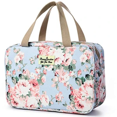 Afbeelding van Toilettas voor op reis, make up tas, toilettas, grote draagbare waterdichte cosmetische scheertas, organizer toiletartikelen, opbergtas in de badkamer vrouwen, meisjes, dames, Lichtblauw (blauw)