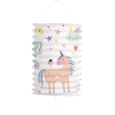 Afbeelding van Trek lampion Eenhoorn pastel 16cm per stuk