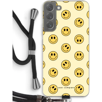Afbeelding van Case Company® hoesje met Koord geschikt voor Samsung Galaxy S22 Plus Smiley N2 Telefoonhoesje Zwart Bescherming aan alle Kanten en Over de Schermrand