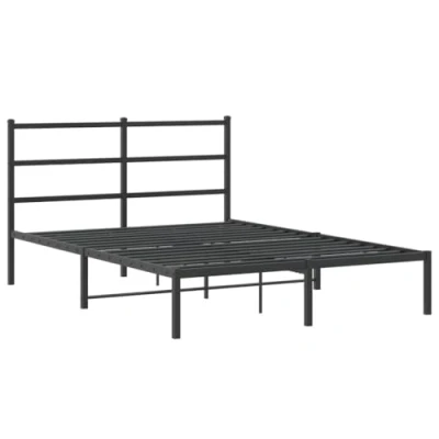 Afbeelding van Bedframe met hoofdbord metaal zwart 140x190 cm