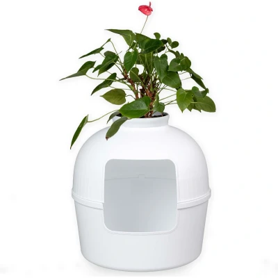 Afbeelding van XXL Kattenbak Verborgen Kattentoilet Flower Wit voor grote katten van RHRQuality