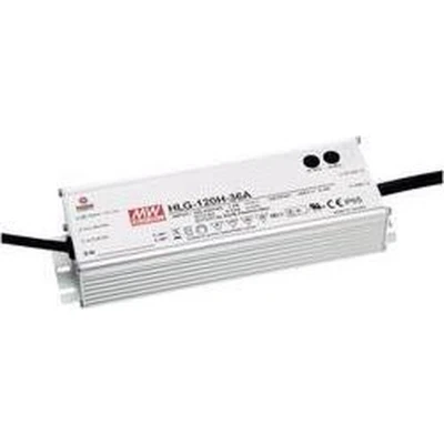 Afbeelding van Mean Well HLG 120H 12A LED driver, transformator Constante spanning, stroomsterkte 120 W 10 A 12 V/DC PFC schakeling, Overbelastingsbescherming,