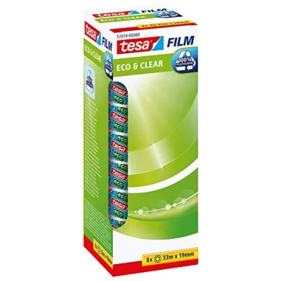 Afbeelding van Plakband Tesa 57074 eco&amp;clear 19mmx33m 8 rollen