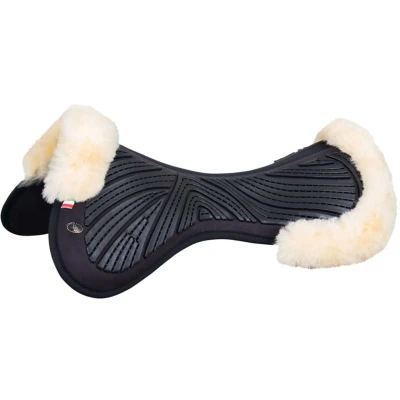 Afbeelding van BR Zadelonderlegger Memory Foam &amp; Gel Sheepskin Zw/Naturel L
