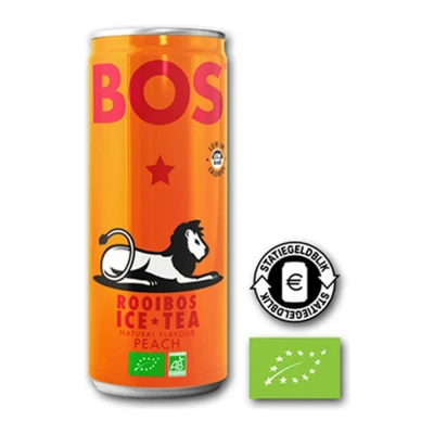 Afbeelding van BOS Ice Tea Peach Bio Blik 12 x 250 ml