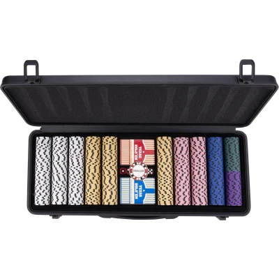 Afbeelding van Pokerset in zwarte koffer, 500 chips met waarde (14 gram) Engelhart Games