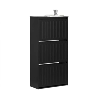 Afbeelding van SoBuy schoenenkast entree met 3 kleppen voor kleine ingang, hal, zwart, LPH 61 x 26 120 cm, FSR165 H SCH