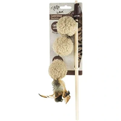 Afbeelding van Kattenspeeltje hengel met lamswollen ballen en catnip