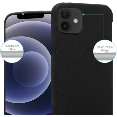 Afbeelding van Cadorabo Hoesje geschikt voor Apple iPhone 12 MINI in FROST ZWART Beschermhoes gemaakt van flexibel TPU silicone Case Cover