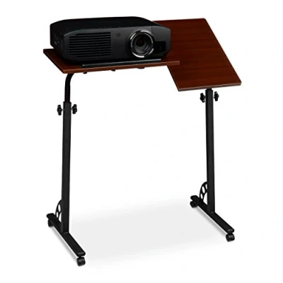 Afbeelding van Relaxdays Laptoptafel XL verstelbaar 110 cm op wieltjes laptopstandaard hout rood
